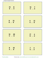 Comparing improper fractions